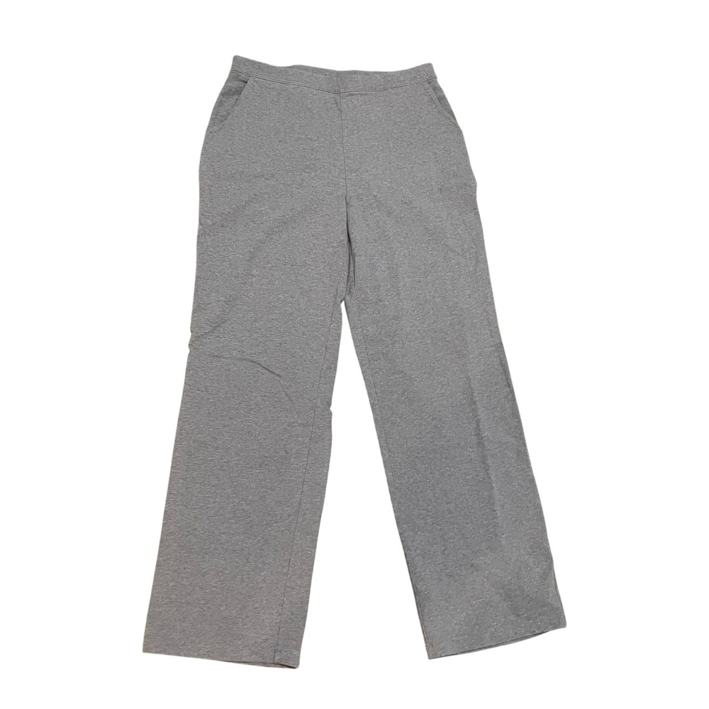 LL Bean Perfect Fit Wide Leg Pants Heather Beige Tan Cotton Spandex M REG 252079